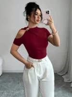 New Trendy, Elegant and Versatile Women's Off-Shoulder T-Shirt - Imagen 6