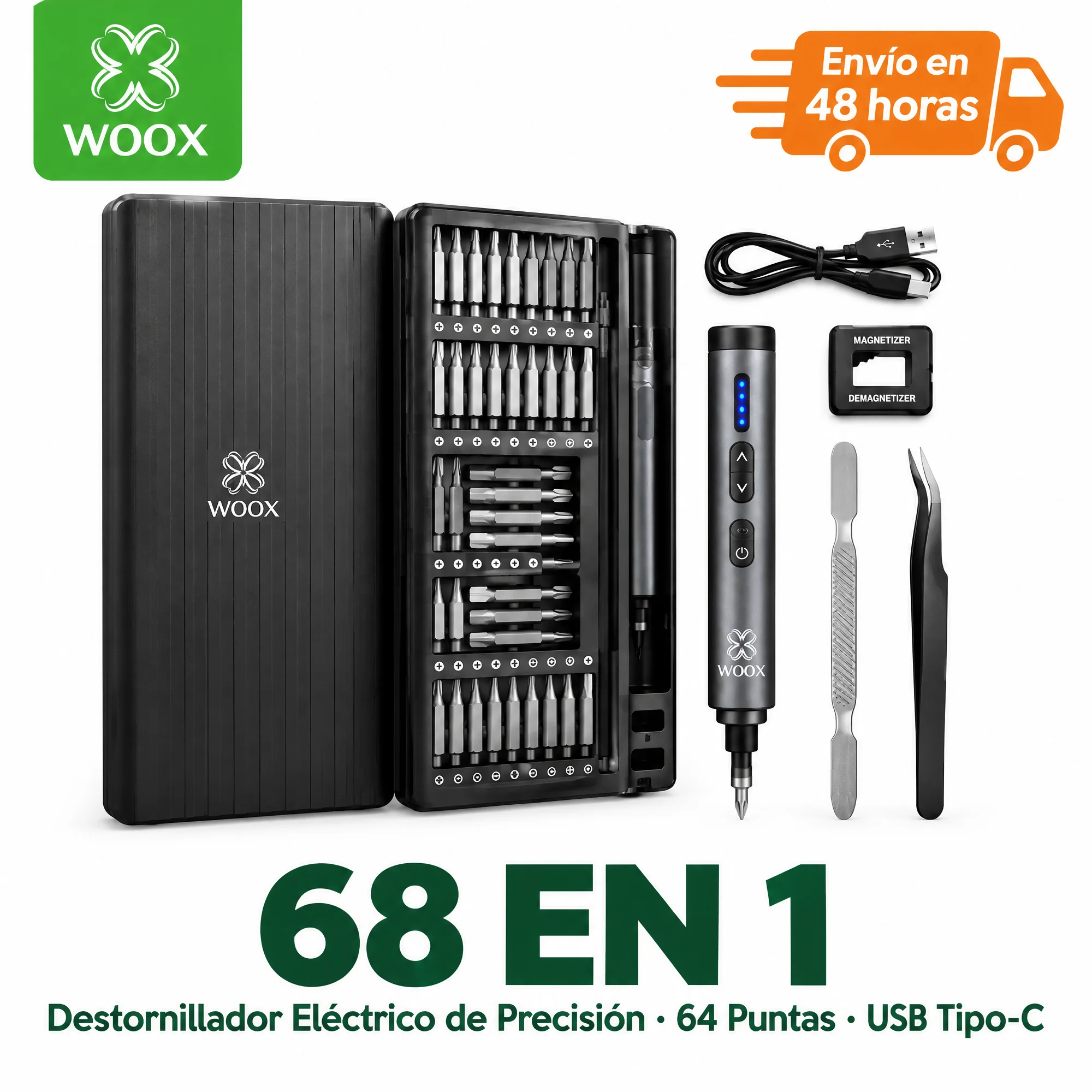 Ae74aa8389a644ec0952b7f7fc3cffe64P.webp 68 in 1 Rechargeable Electric Screwdriver 400Mah, 5 Torque Levels, 64 Bits, Type-C Charging, Precision Tool Kit for Repairing Electronic Devices - Imagen 1