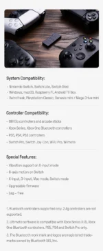 8BitDo USB Wireless Bluetooth Adapter 2 for PC Mac Raspberry Pi Switch1, 2 Steam Deck Support PS5 Xbox JoyCon Controller - Imagen 11
