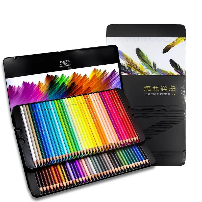 Hefc1704bc88d4180bfba15a6cce14f748.webp NYNOI 24/36/48/72/120 Colored pencil Set Professional Oil 3.7mm Refill Tin box Graffiti Drawing pencils For School Supplies - Imagen 1