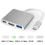Hub USB-C 3 en 1 - Adaptador Tipo-C a HDTV, Carga Rápida PD y Transferencia de Datos. - Imagen 6