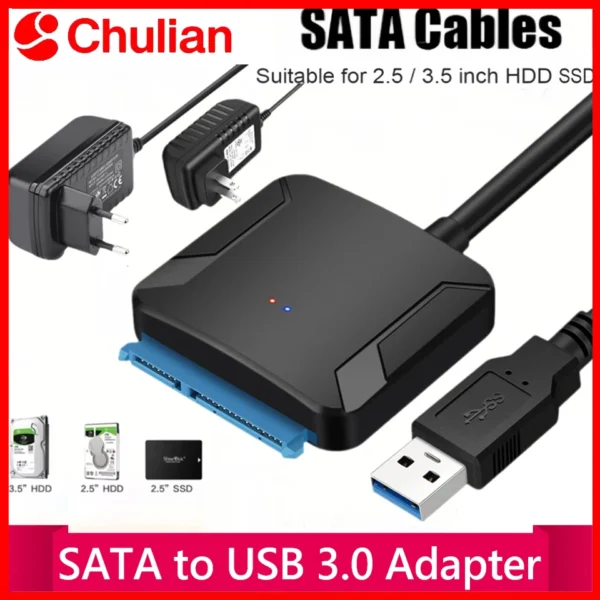Cable Adaptador de SATA a USB 3.0 con Fuente de Poder de 12V