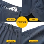 Pantalones cortos de running para hombre,shorts negros de doble capa para hombre. - Imagen 4