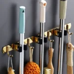 Soporte de Pared para Escobas y Trapeadores | Colgador Organizador de Acero Inoxidable para Cocina y Baño. - Imagen 5
