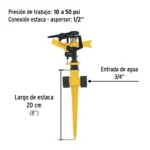 Pack 2 Aspersores de Plástico de 11 Pulgadas con Estaca de Dos Vías Pretul 20060. - Imagen 3