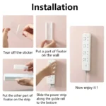 Fijador Adhesivo de Pared y Multicontacto | Organizador de Cables Desmontable para Escritorio, Oficina y Hogar. - Imagen 3