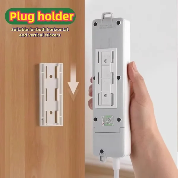 Fijador Adhesivo de Pared y Multicontacto | Organizador de Cables Desmontable para Escritorio, Oficina y Hogar.