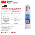 Sellador Adhesivo de Poliuretano Original 3M 540, Flexible y Resistente a la Intemperie. - Imagen 7