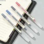 Set de Bolígrafos de Gel (3 a 6 pzas) | Tinta Negra, Roja y Azul 0.5 mm | Estilo Muji para Oficina y Escuela. - Imagen 3