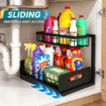 Organizador Deslizable de 2 Niveles en Fregadero Cocina y Baño.