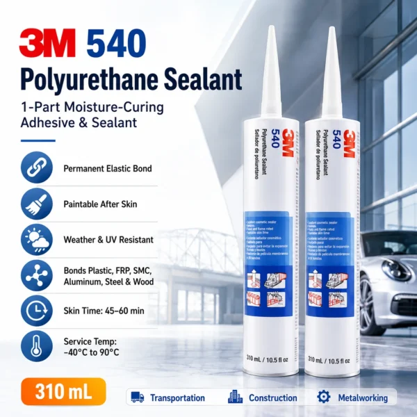 Sellador Adhesivo de Poliuretano Original 3M 540, Flexible y Resistente a la Intemperie.