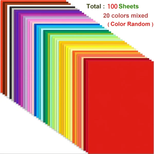 100pcs Color A4 Paper 20 Color Copy Paper Printing Paper Color Hand Folding Paper