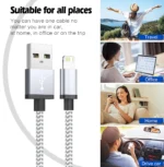 Cable de Carga Rápida y Datos para iPhone (14, 13, 12, 11, X, 8, 7, 6) y iPad. - Imagen 4