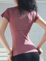 Camiseta deportiva de mujer para verano, transpirable, sexy, con espalda descubierta. - Imagen 3