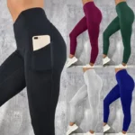 Leggings de yoga y fitness para mujer, mallas de talle alto con bolsillo.