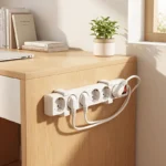 Soporte de Pared y Multicontacto (Pack de 2 pzs) | Organizador de Cables Adhesivo o Perforable para Oficina y Hogar.